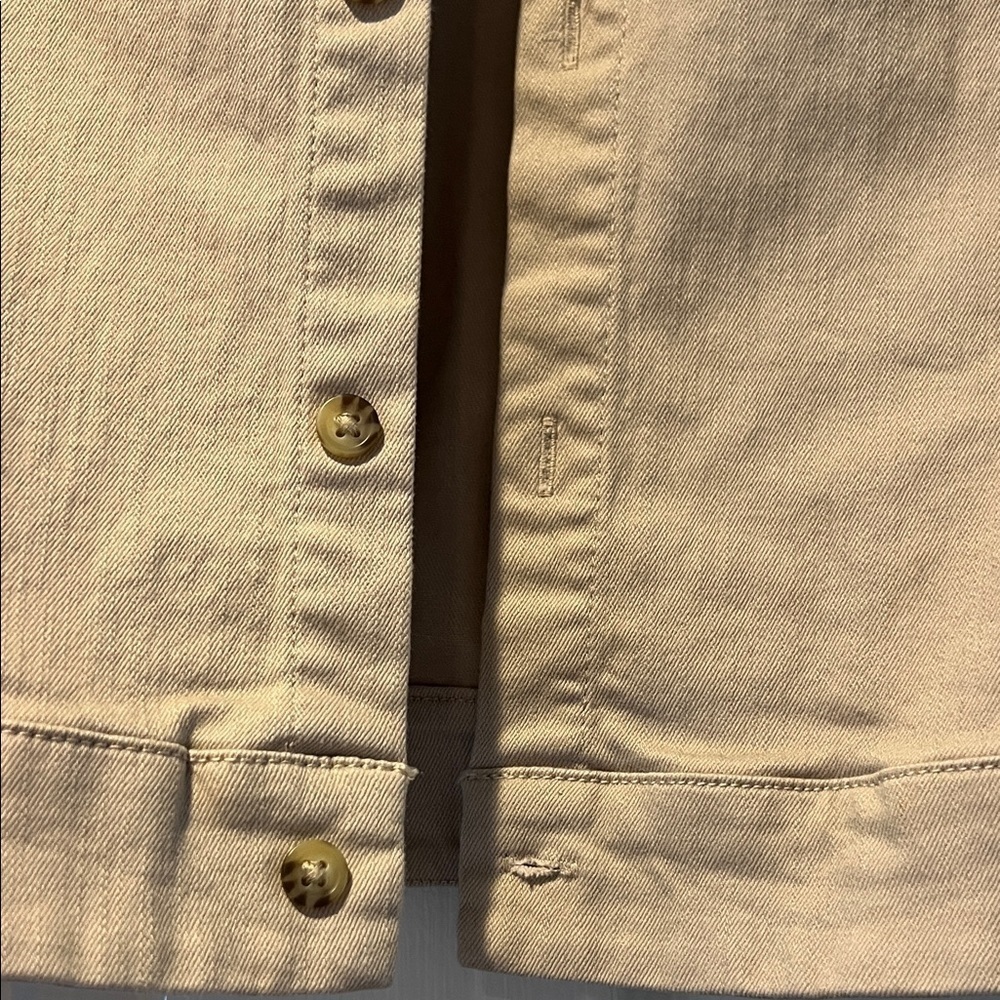 Tan Denim Ruched Sleeve Women's Jacket size XS - Picture 3 of 9